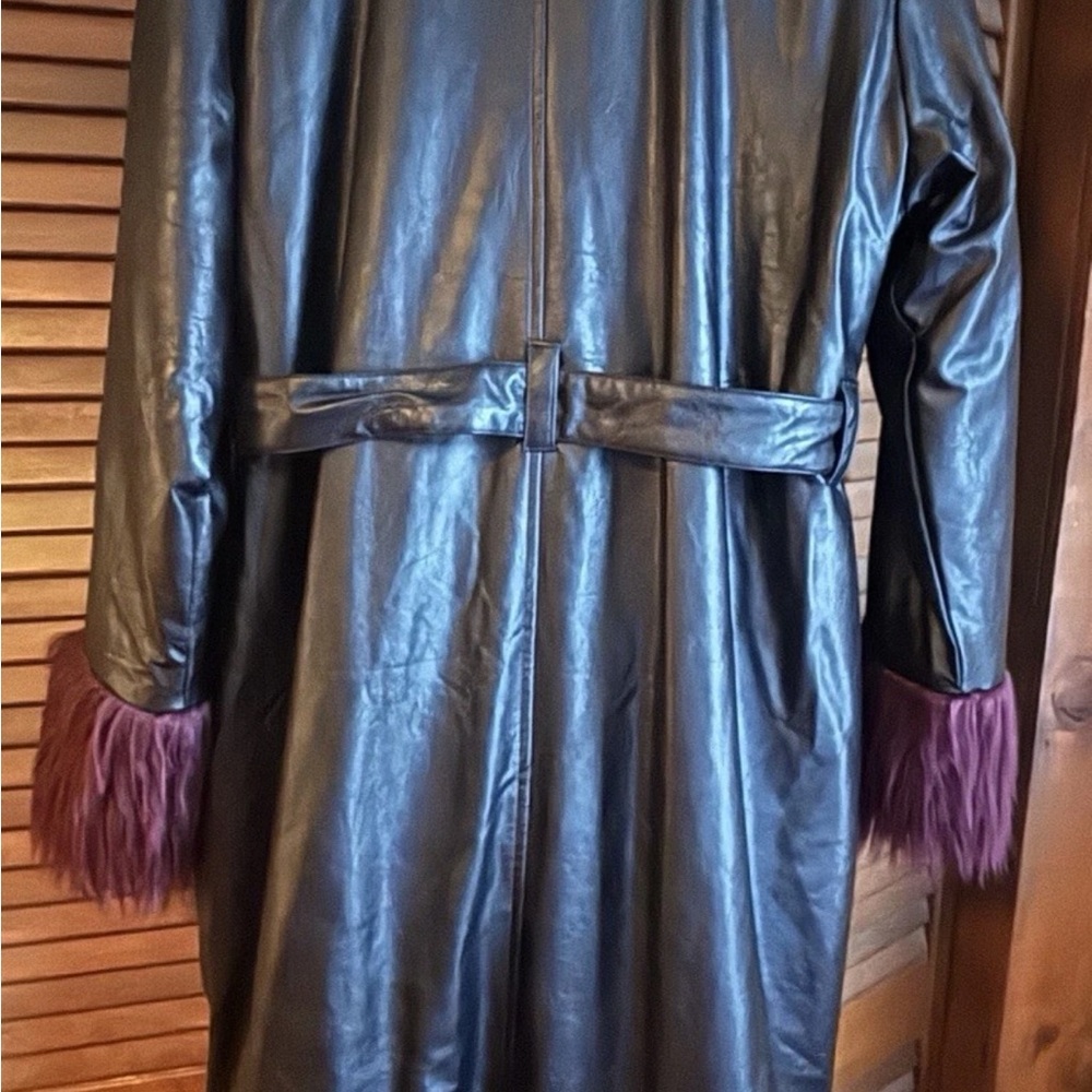 The Ragged Priest “Ursula” Vegan Leather & Faux Fur Longline Coat - Picture 8 of 11